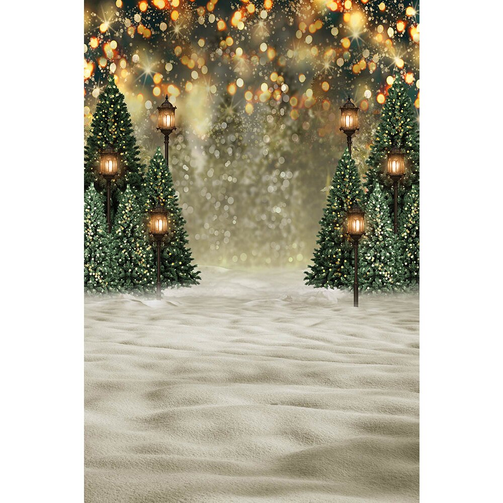 Kerst Winter Sneeuw Fotografie Achtergronden Bokeh Kerstbomen Straat Licht Achtergrond Kinderen Portret Fotografische Props