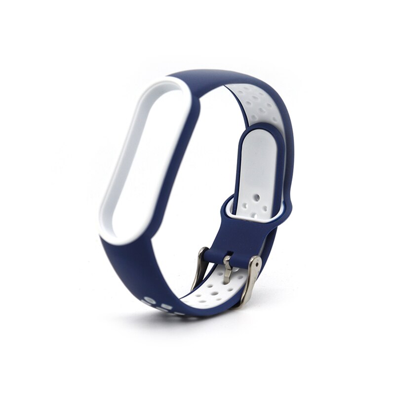 Para Xiaomi Mi Band 5 4 3 6 Correa de doble Color pulsera de silicona reemplazo para Xiaomi Band 4 MiBand 3 5 6 correas de banda: L / BLACK WHITE