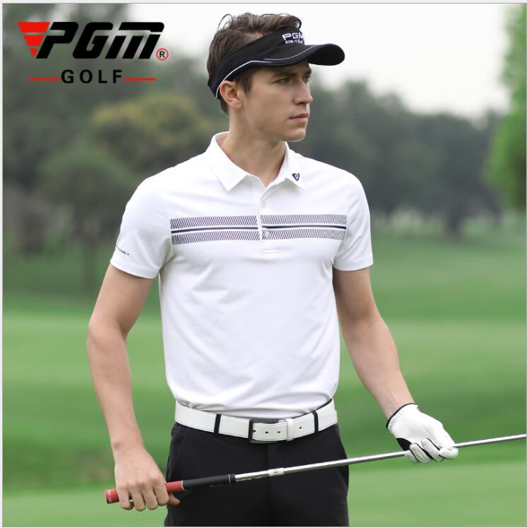 Pgm golfkleding zomer heren ademende sportkleding heren t-shirts met korte mouwen snel drogende stof sportkleding tops: Wit / M