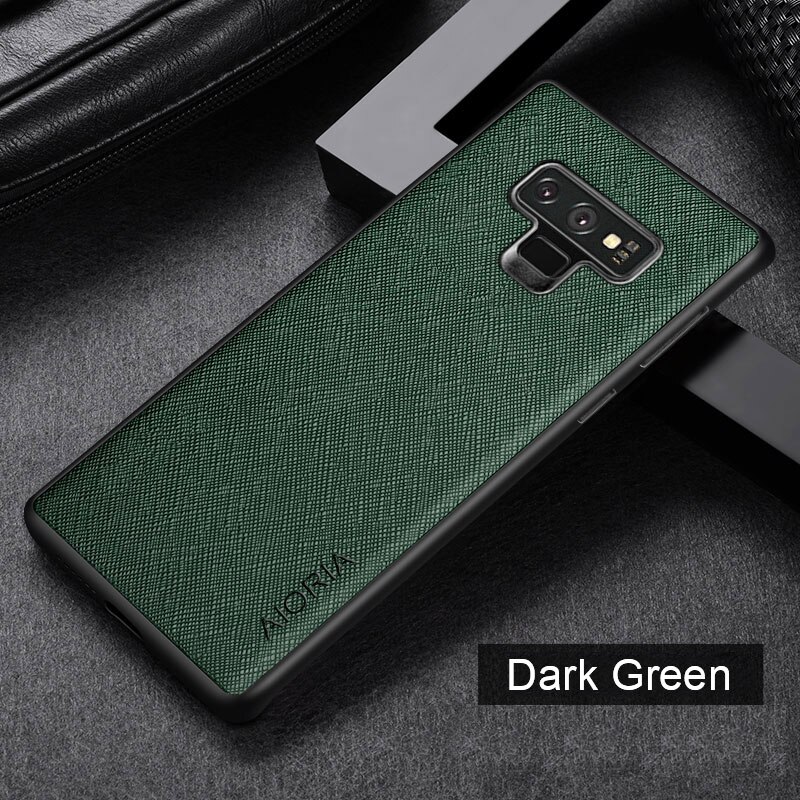 Case for Samsung Galaxy Note 9 Case TPU Around The Edge Protection Perfect PU Leather: Dark Green