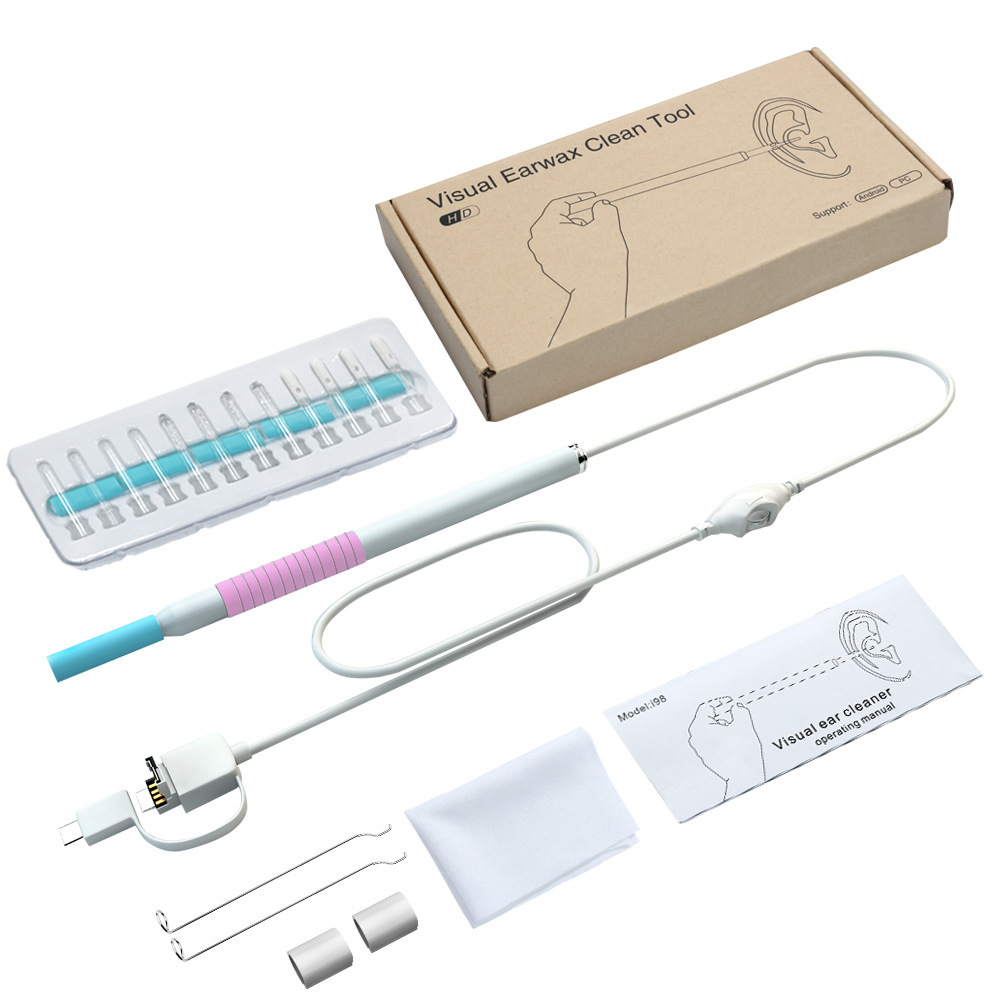 Endoscope Camera Ear Cleaning Tool Ear Wax Remover Kit Care Ear Cleaner Device Ear Cleaning Personal Health Care: Pink