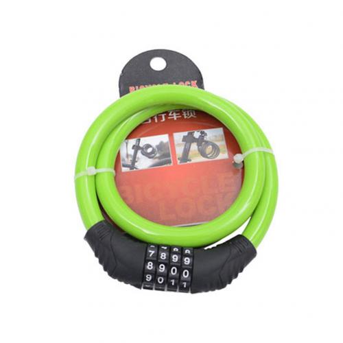 Anti-theft Bicycle Combination Lock Mountain Bike Bicycle Steel Cable 4-Digit Number Security Coded Combination Lock: Green