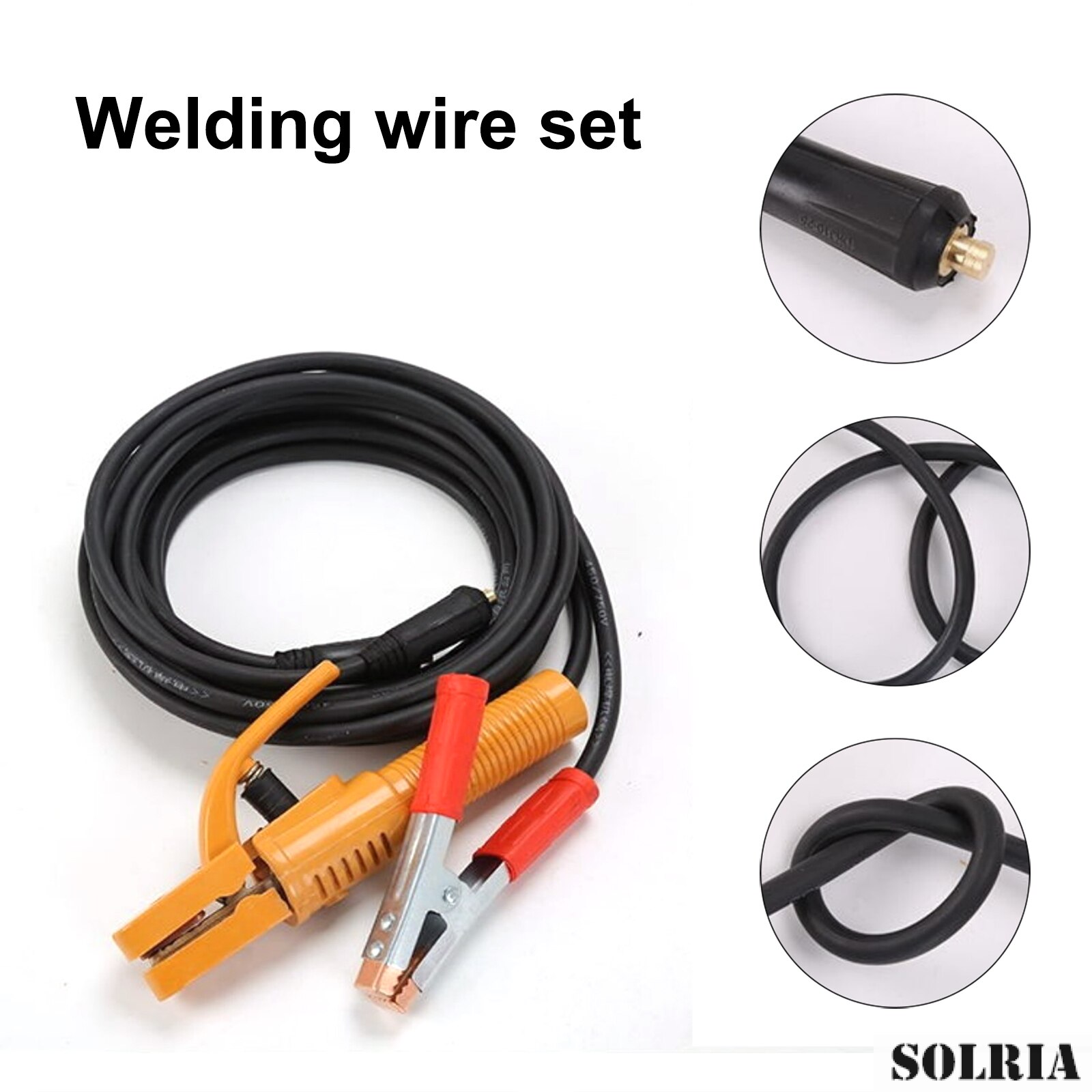 Complete Set of Copper Core Welding Machine Wire 500A Welding Handle 300 Ground Clamp 16 Square Soft Sheathed Rubber Wire Cable
