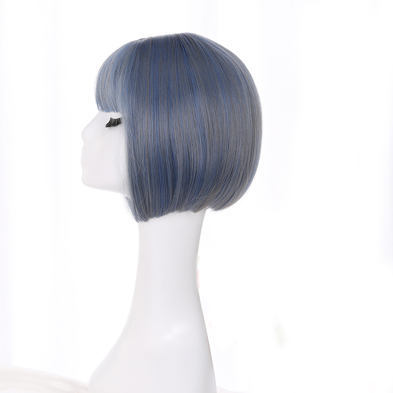 Peluca recta con corte Bob estilo coreano Yiyaobess, con flequillo, pelo sintético Natural, pelucas para mujer cortas de color marrón, negro, lino, gris, azul y Rubio