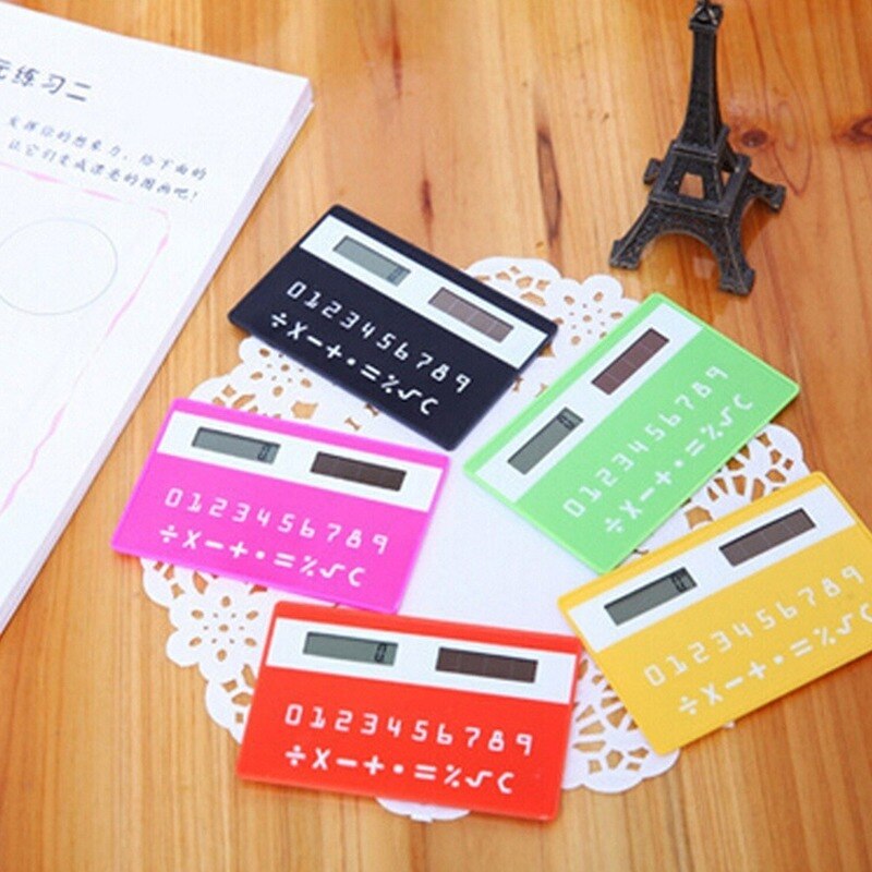 Moonbiffy 1pc taschenrechner für schreibwarenkarten, mini-handrechner, ultradünn, solarbetrieben