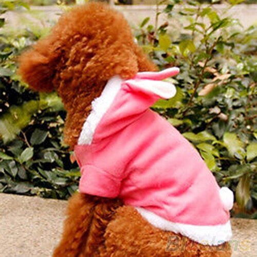 Moda macia cão de estimação adorável hoodie roupas coelho inverno quente filhote de cachorro trajes vestuário suprimentos do cão confortável de usar