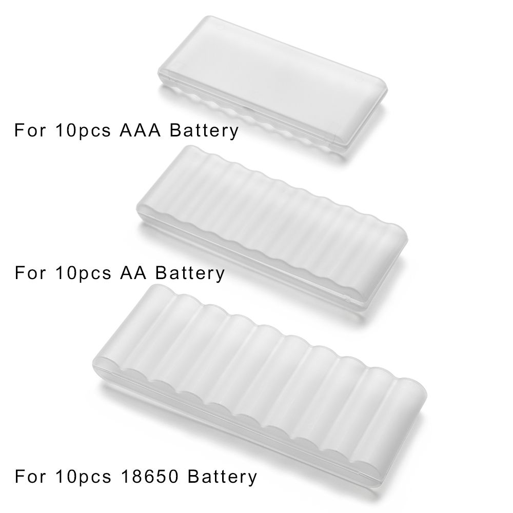 Caja de almacenamiento de batería para AAA/AA/18650, contenedor de batería de plástico duro transparente, organizador resistente al agua y duradero, 10 ranuras