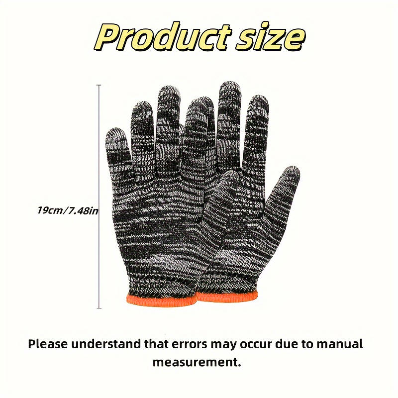 24-delige beschermende handschoenen Katoenen draadhandschoenen Werk dik nylon Zwart garen Slijtvaste katoenen draadhandschoenen