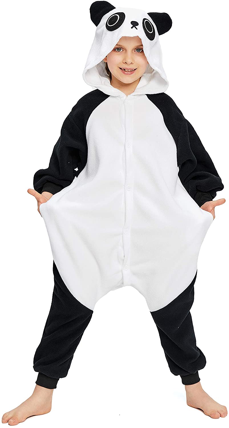 Cosplay halloween unisex barn panda pyjamas kostume med varme bløde plys panda hjemmesko
