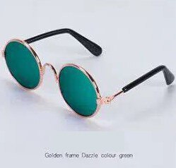 Gafas de sol redondas Estilo Vintage para gato, lentes reflectantes para perros pequeños, accesorios para mascotas, productos para mascotas: Dazzle colour green
