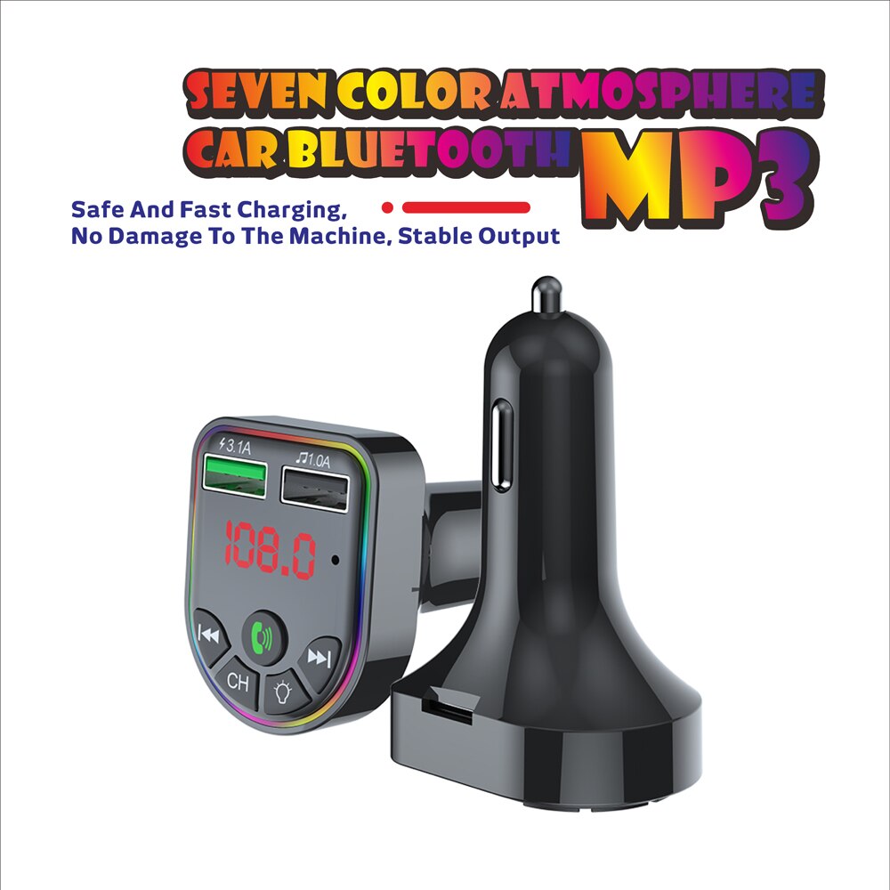 Transmisor FM Bluetooth 5,0 para coche, receptor de Audio manos libres inalámbrico, reproductor MP3 automático, Cargador rápido USB, accesorios para coche