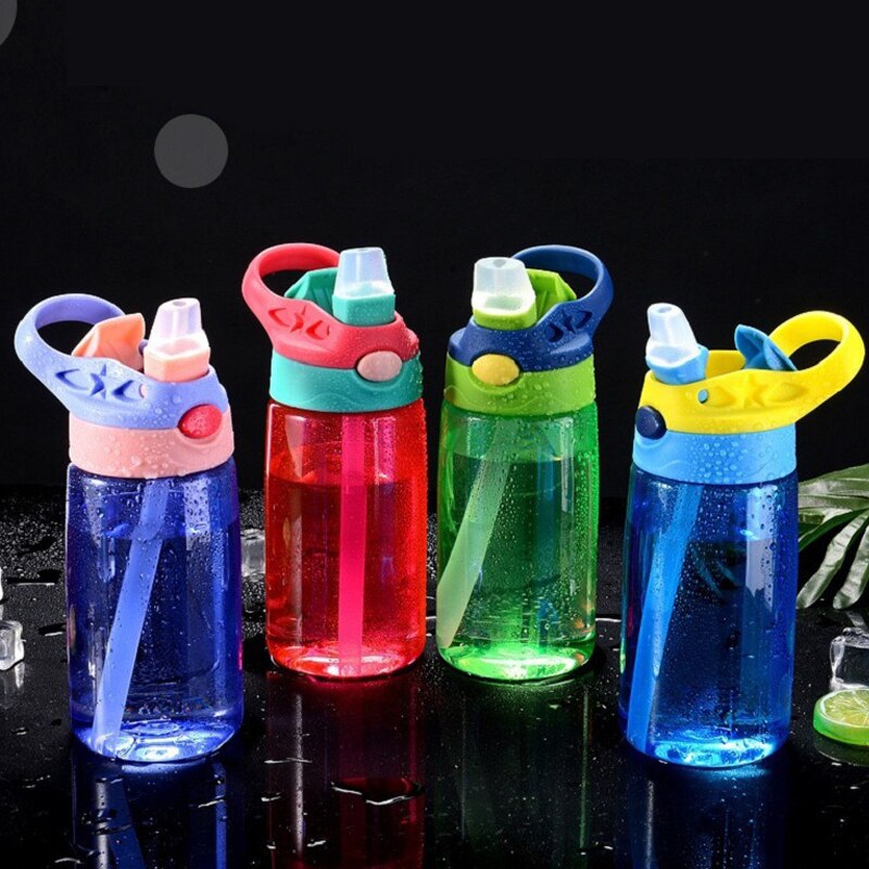 480ML Kids Water Cup Safe Baby Feeding Cups with Straws Leakproof Water Bottles Outdoor Portable Children&#39;s Cups