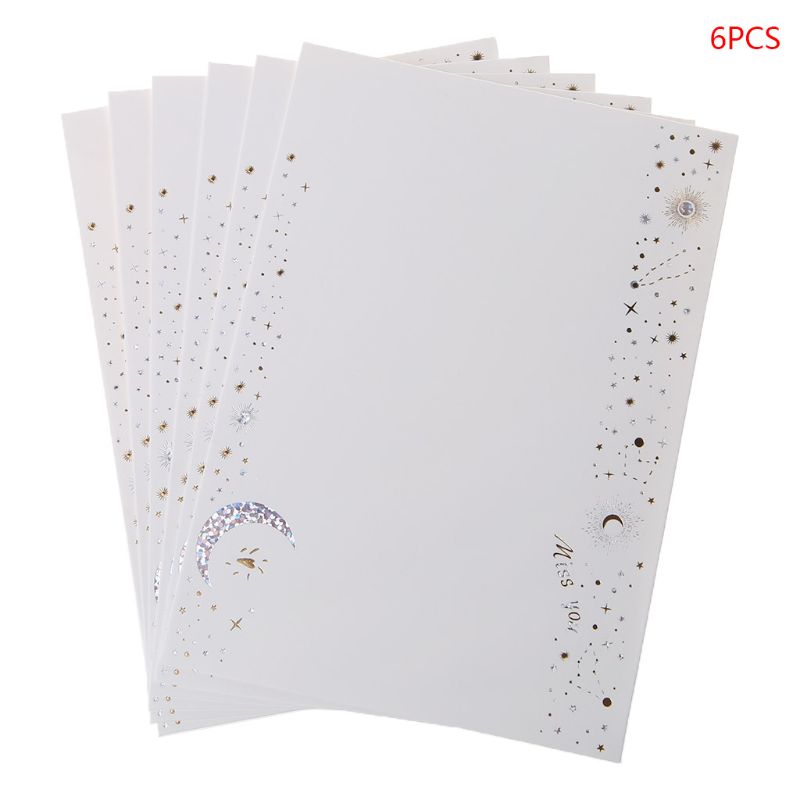 6pcs/pack Starry Sky Writing Letter Envelope Romantic Small Fresh Japanese Style Letter Bag: White