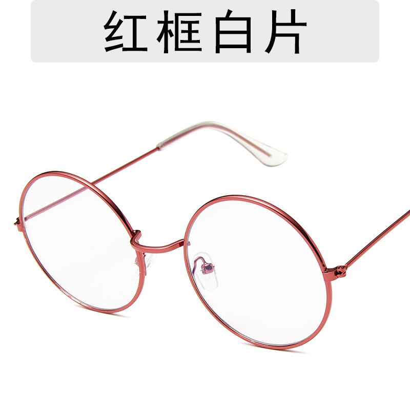 Retro runde solbriller kvinner merke farget linse solbriller kvinner legering speil kvinnelige oculos de sol hippie chic stil: Rødt og klart