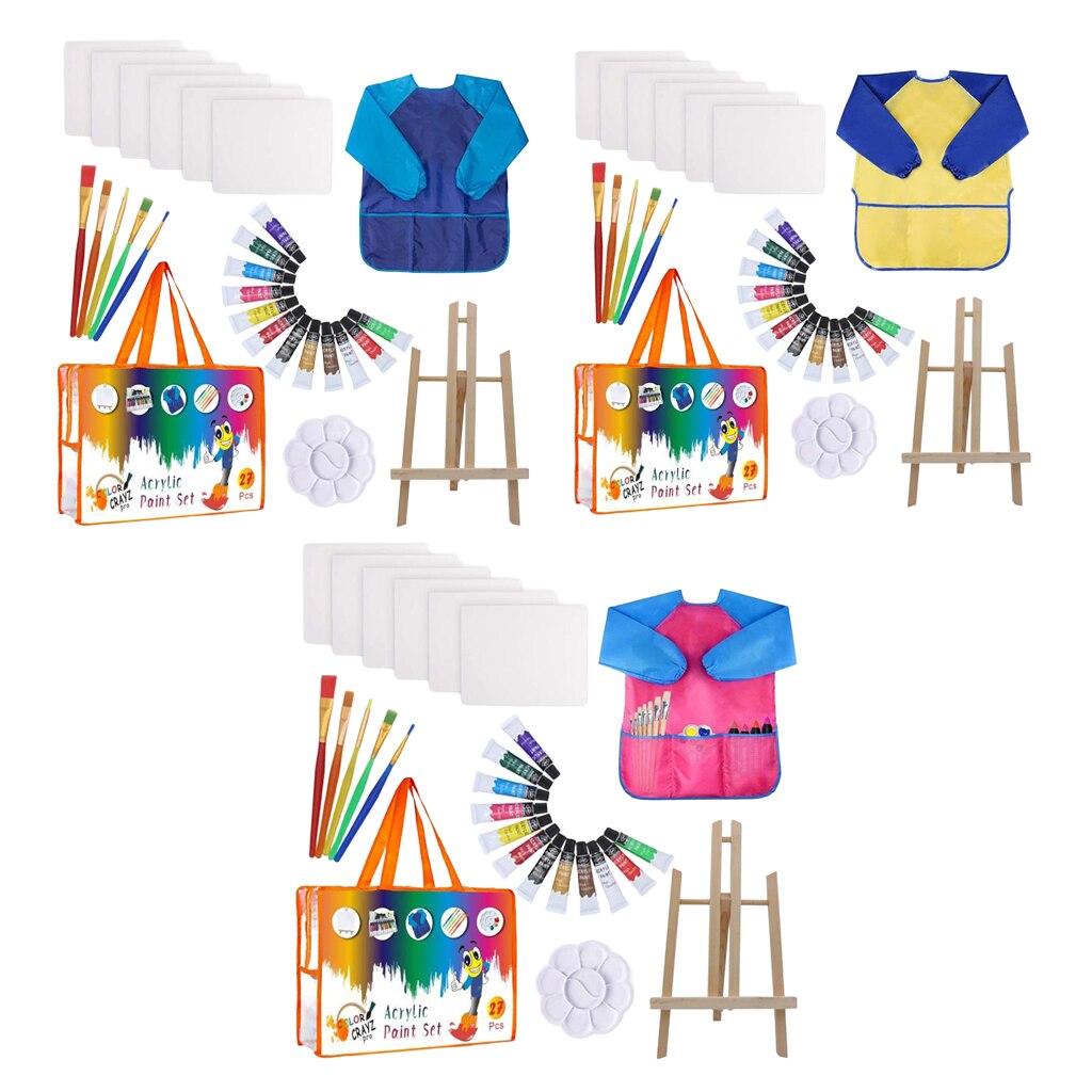 Early Learning Kids Paint Set 27Pcs Kids Sponge Painting Brushes Kit & Apron