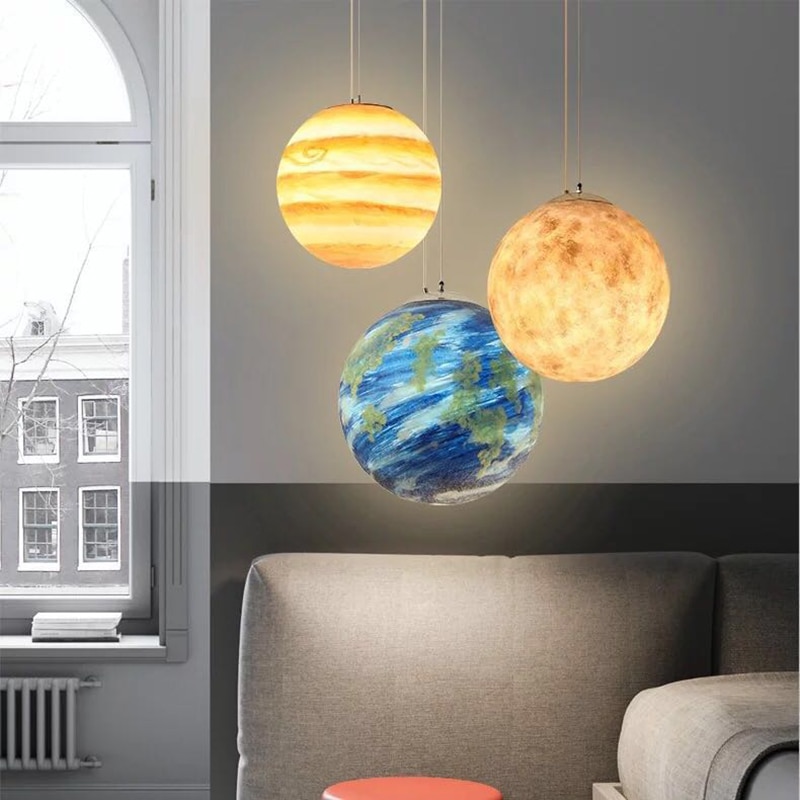 Nordic planet hanglamp hanglamp  e27 acryl bol hanglamp kinderkamerlamp jongenslamp meisjeslampen