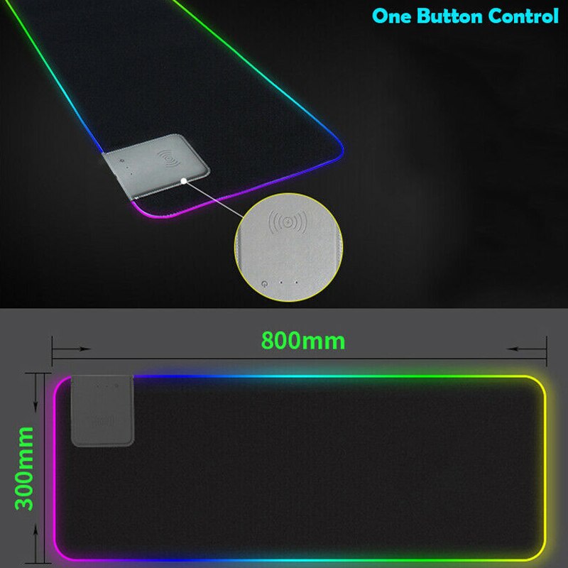 Wireless Charger RGB Luminous Oversized Desktop LED Waterproof Gaming Keyboard Mouse Pad Laptop Accessories