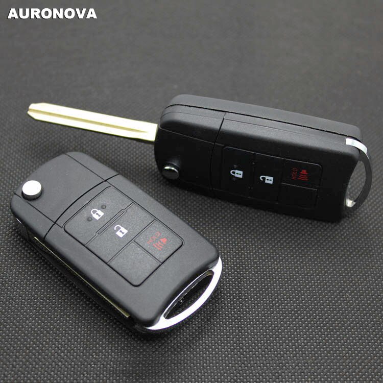 Auronova uppgradering fällbart nyckelskal för toyota camry reiz corolla 2+1 knappar modifierat fjärrstyrt bilnyckelfodral