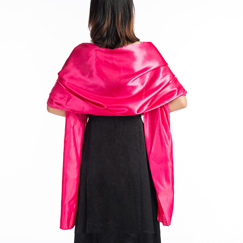 Vestido de noche largo de satén para mujer, bufanda protectora para cuello, pañuelo para la cabeza, capa fina con borlas para , chal cálido, Hhijab, Q63: Plata