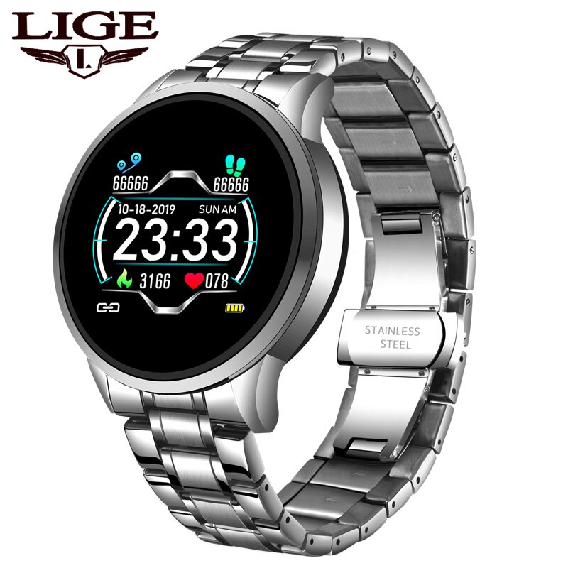 Luik Slimme Horloge Mannen Hartslag Bloeddruk Informatie Herinnering Sport Waterdicht Smart Horloge Voor Android Ios Telefoon: Zilver
