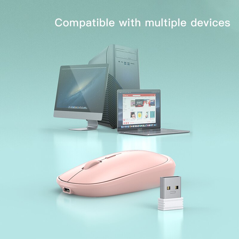 Wireless Mouse Rechargeable Mute silent pink 1600 DPI Mause portable office computer notebook Ergonomic mice for iphone Xiaomi