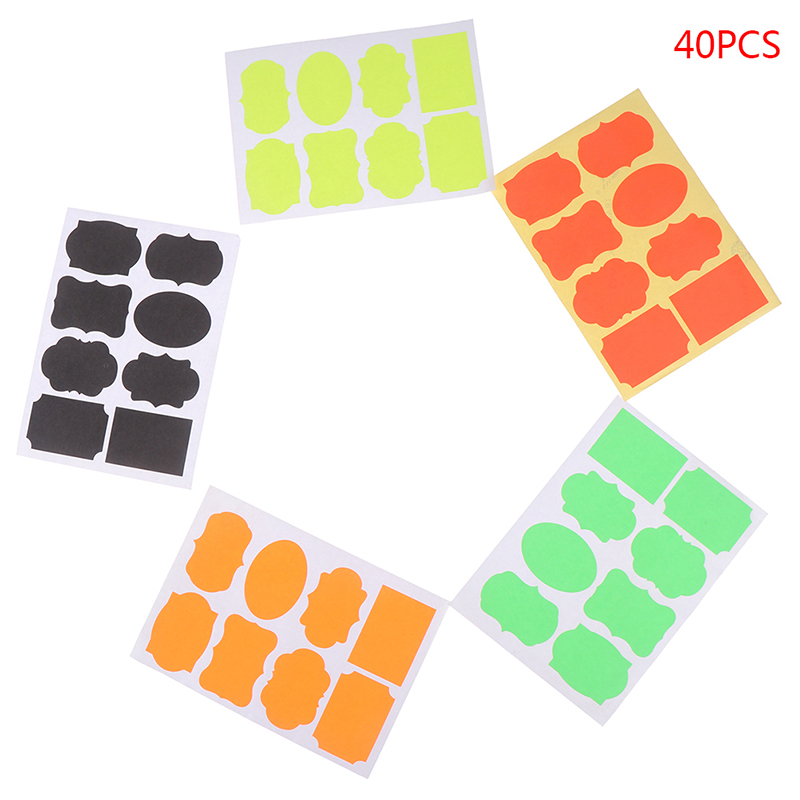 40 pcs/5 sheeets Kleurrijke Krijtbord Board Spice Stickers Keuken Jampot Organisatoren Label Stickers Schoolbord Sticker