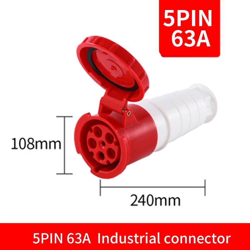 63A Industrial Plug and Socket 3P/4P/5Pin Electrical Connector IP67 Wall Mounted Socket Male&Female Plug: Orange
