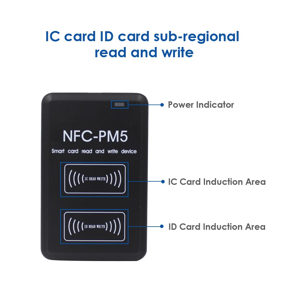 dual-frequency 125KHZ 13.56MHZ NFC PM5 IC/ID Duplicator RFID Reader Full Writer Decoding Function Card Copier