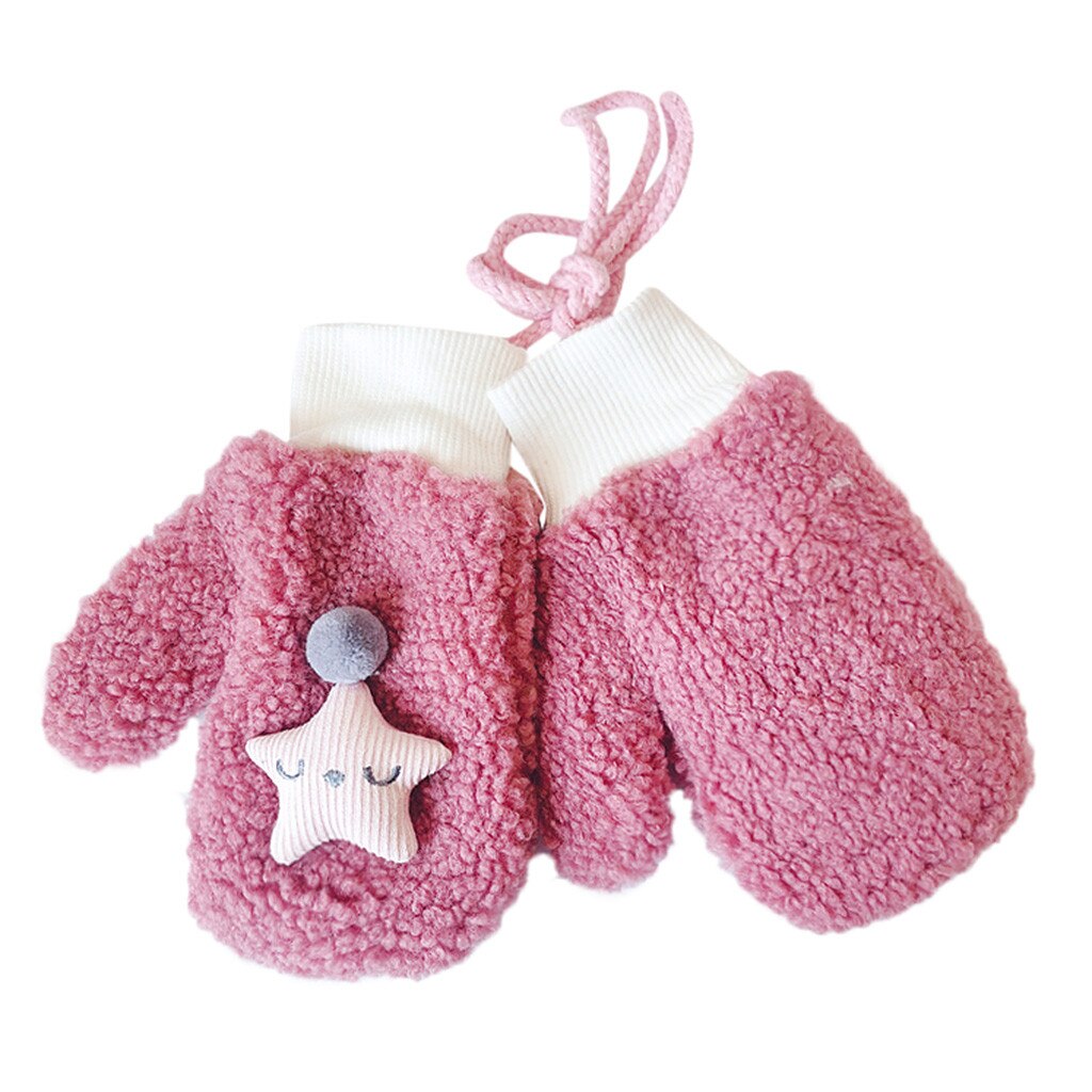 Baby Zeug Zubehör Kleinkind Baby Jungen Mädchen Karikatur Voll Finger Winter warm Verdicken Gestrickte Fäustlinge Handschuhe Перчатки: C