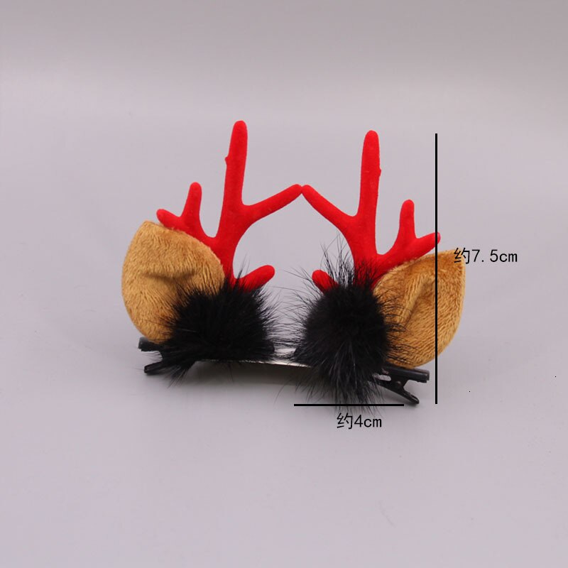 Christmas Cute Antler Hair Clips Festival Style Red Antler Headband Moose Mushroom Forest Nut Hair Accessories Hairpins: 2pcs 13