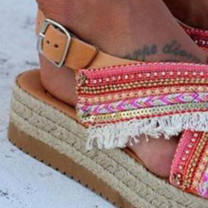 Kwastje Kralen Sandaal Voor Vrouw Zomer Sandalen Dames Bohemen Strand Vrouw Schoenen Dikke Bodem Romeinse Sandalen Chaussure