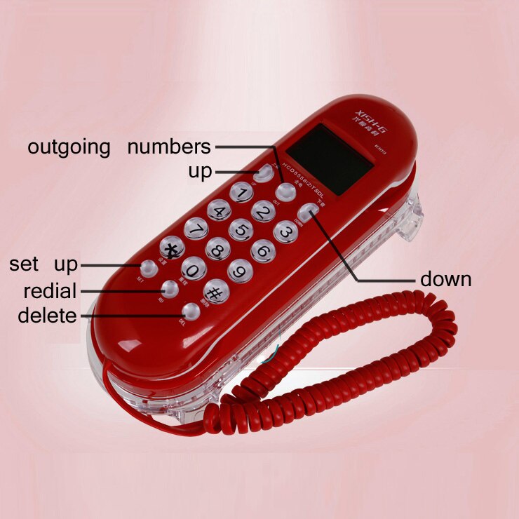 portable Caller Flash landline phone antique home office telephones mini fixed telephone white red yellow wall desktop