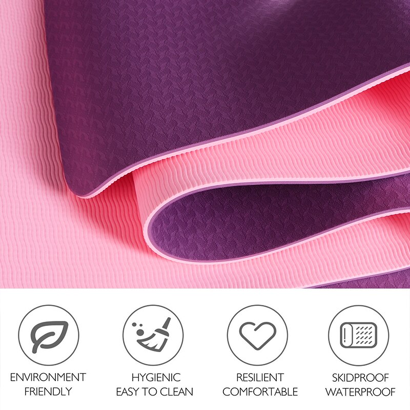 6mm Yoga Mat - 183x61cm - TPE - Non-slip, High Resilience - For Fitness, Pilates, Beginners