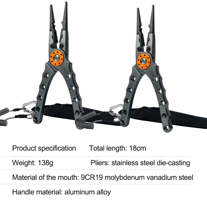Fishing Tool Set Fishing Grip Gripper &amp; Line Cutters Fishing Pliers with Bag Multifunctional Aluminium Fishing Equipment