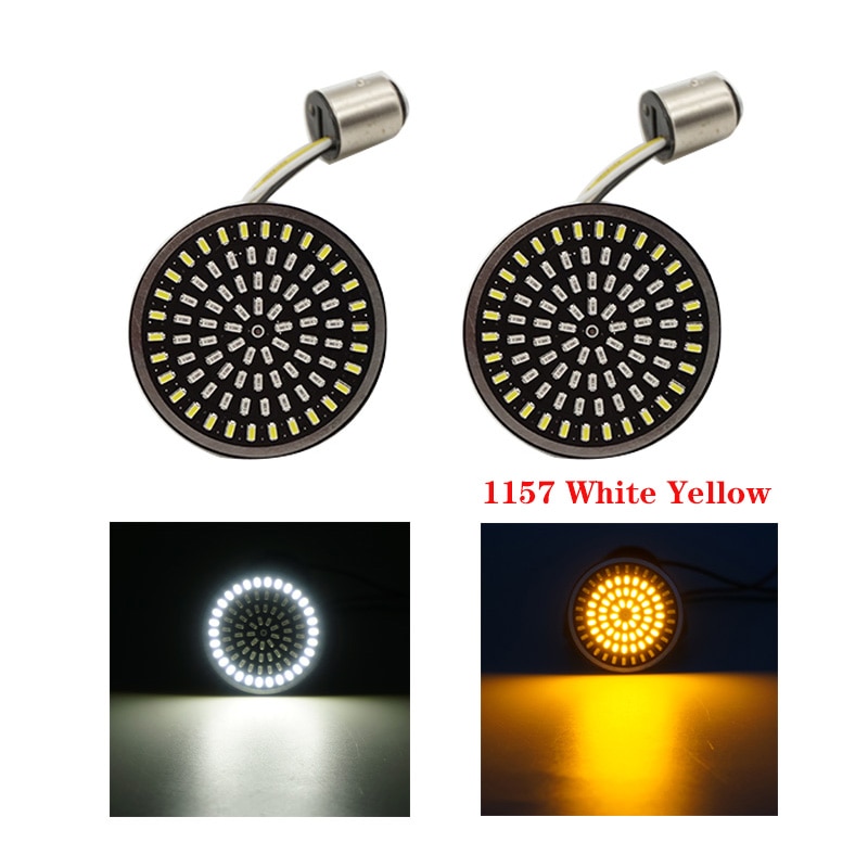 1 Paar Motorcycle Led Richtingaanwijzers Kit Voor Harley Road Glide Touring Sportster Met 1156 1157 Base Wit/Amber led Richtingaanwijzer
