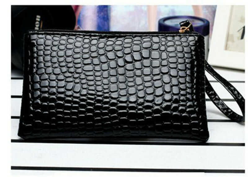 2019 caldo Signore Delle Donne Coccodrillo Pochette da gionro casuale Della Chiusura Lampo dell'unitàÀ di ELABORAZIONE Del Sacchetto di Nuovo Modo di Stile Portatile Del Telefono Della Borsa: nero