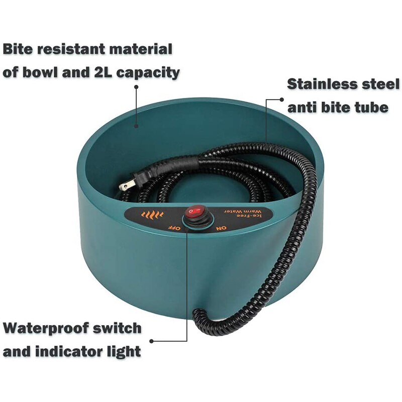 Verwarmde voerbak voor huisdieren, voerbak voor honden, katten, puppy's, winterverwarming, voerbak voor huisdieren, voedselcontainer, voerbak