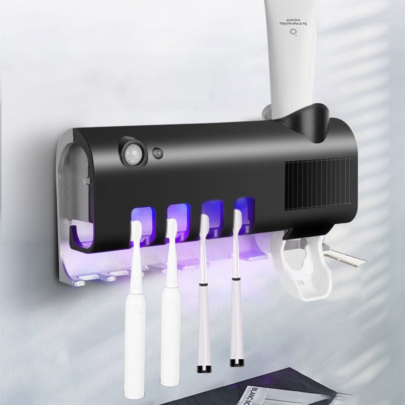 Uv Tandenborstel Houder Voor Badkamer Automatische Tandpasta Dispenser Zonne-energie Tandenborstel Opbergdoos Houder Usb Lading