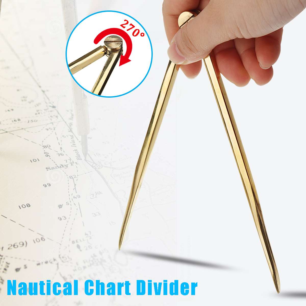 168mm Nautical Chart Straight Divider Solid Brass Marine Dividing Tool-Compass Portable No Rust for Architects Marine Navigation