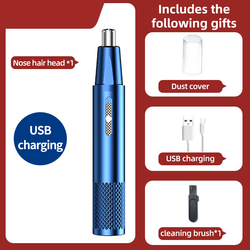 Electric Nose Hair Clipper Rechargeable Multi-kinetic Shaving Two-in-one Unisex Fully Automatic Washable Trimmer: Gold
