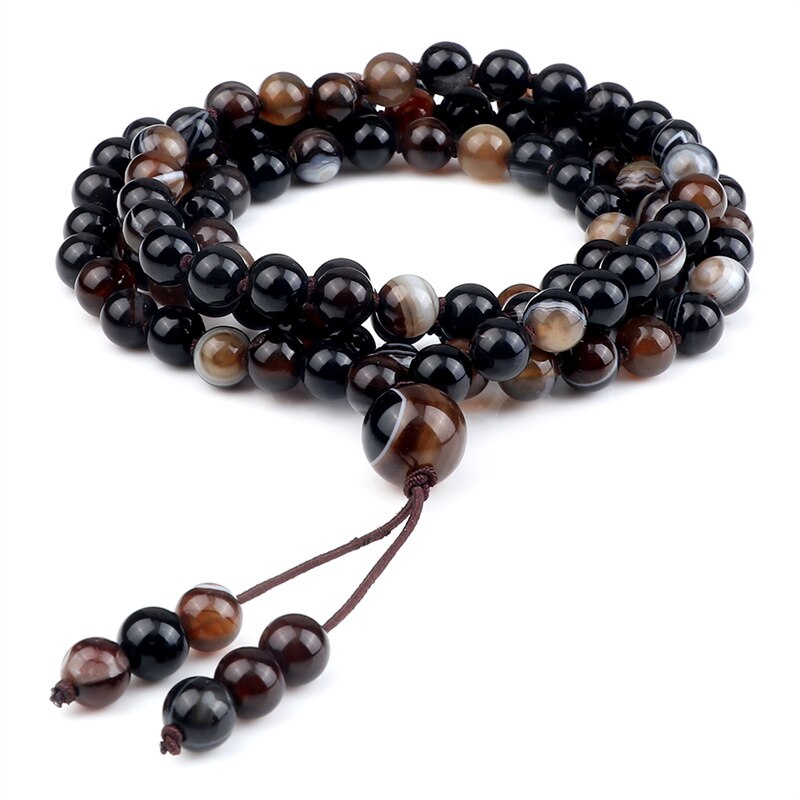 9 herrenarmbänder in verschiedenen stilen , 6mm natürliche blaue und violette achat-onyx-steine , 108 mala-ketten und -armbänder für damen: Gestreifte achate 4