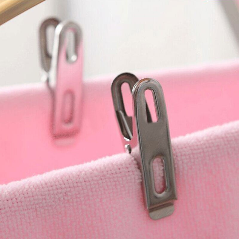 20pcs Stainless Steel Clothes Pins Metal Antiskid Drying Hanger Windproof Clothes Clips Household Underwear Pegs Laundry Supply