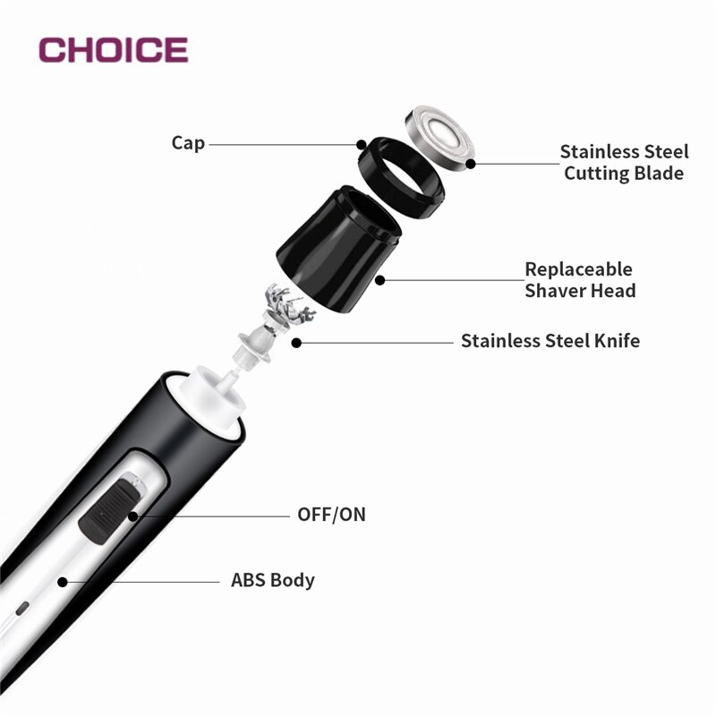 4 IN 1 Man Shaver Nose Ear Hair Trimmer Sideburns Face Beard Cordless USB for Home & Travel Black Multifunctional Remover