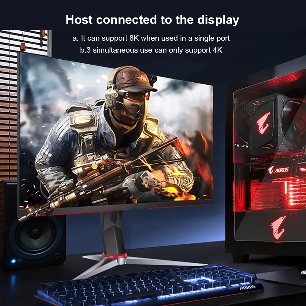 Switcher HDMI 2.1-compatible 2 in 1 out Ultra speed 8k@60Hz and downward Switch adapter With switch button For HDTV Projector