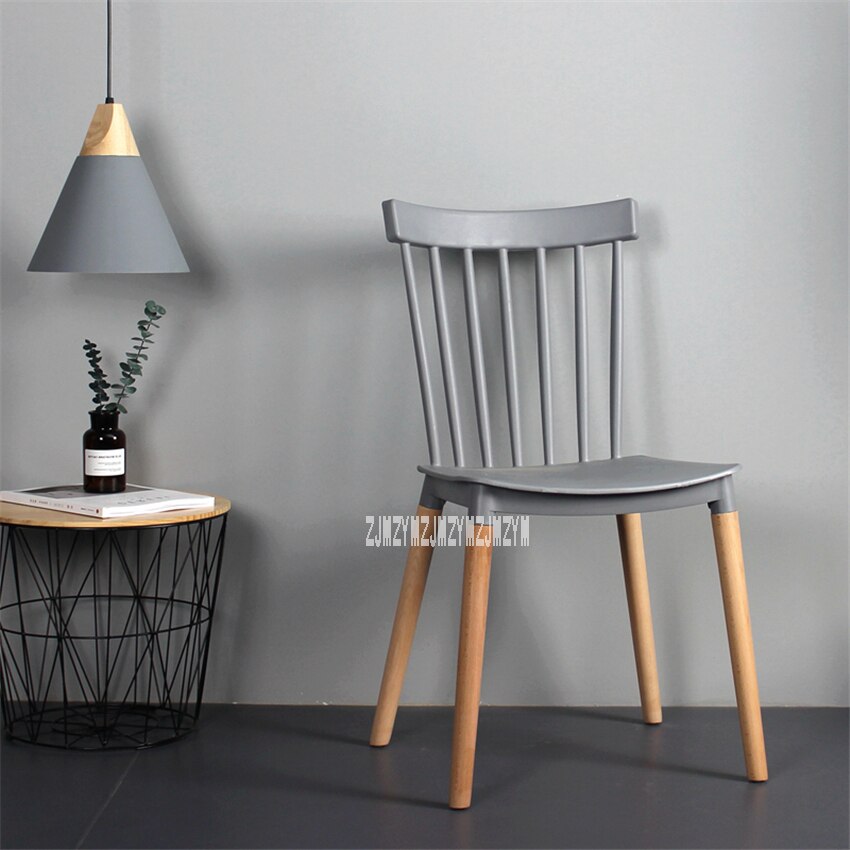 EC-13 Simple Dining Chair Modern Plastic Chair Backrest Leisure Chair Negotiation Chair Easy Chair Solid Wood Leg Casual Chair