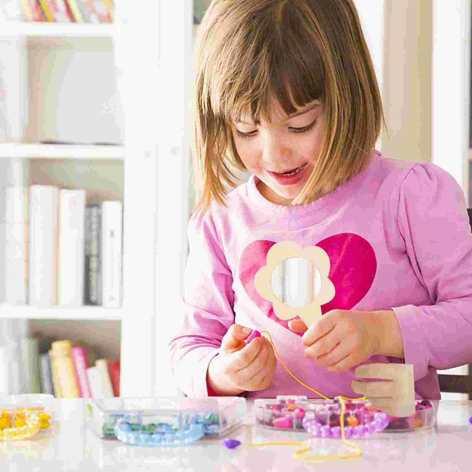 10pcs DIY Mirror Blank Unique Party Kids DIY Painting DIY Wooden Mirror Unfinished Handheld Mirror