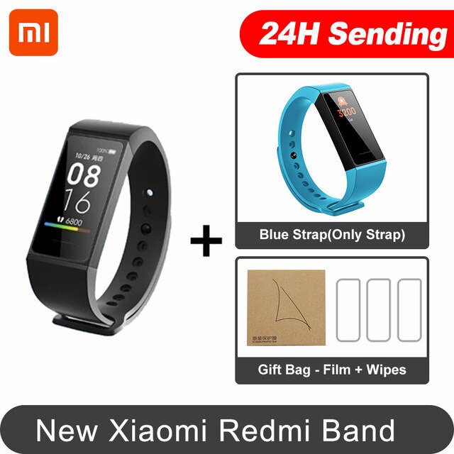 Xiaomi Mi Smart Band 4C Smart Hartslag Sport Monitor Bluetooth 5.0 Waterdichte Armband Touch Grote Kleur Screen Polsband: CN add Blue strap