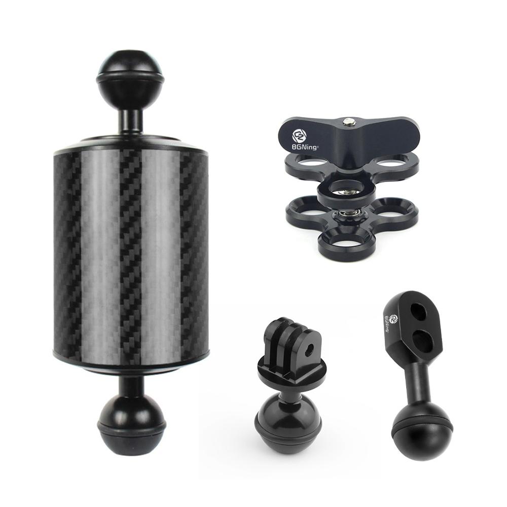 BGNing Upgrade Carbon Fiber Float Buoyancy Extension Arm Dual Ball 1inch with Clip Adapter for Gopro for OSMO Action SLR Cameras: 5inch adapter set