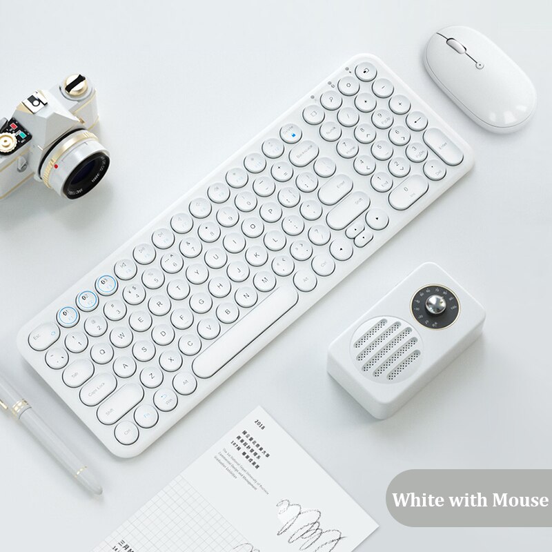 Bluetooth Silent Mini Gaming Keyboard Dual Mode Mouse Combo Round Button Magic Wireless Keyboard Mouse Kit For iPad iPhone: with mouse2