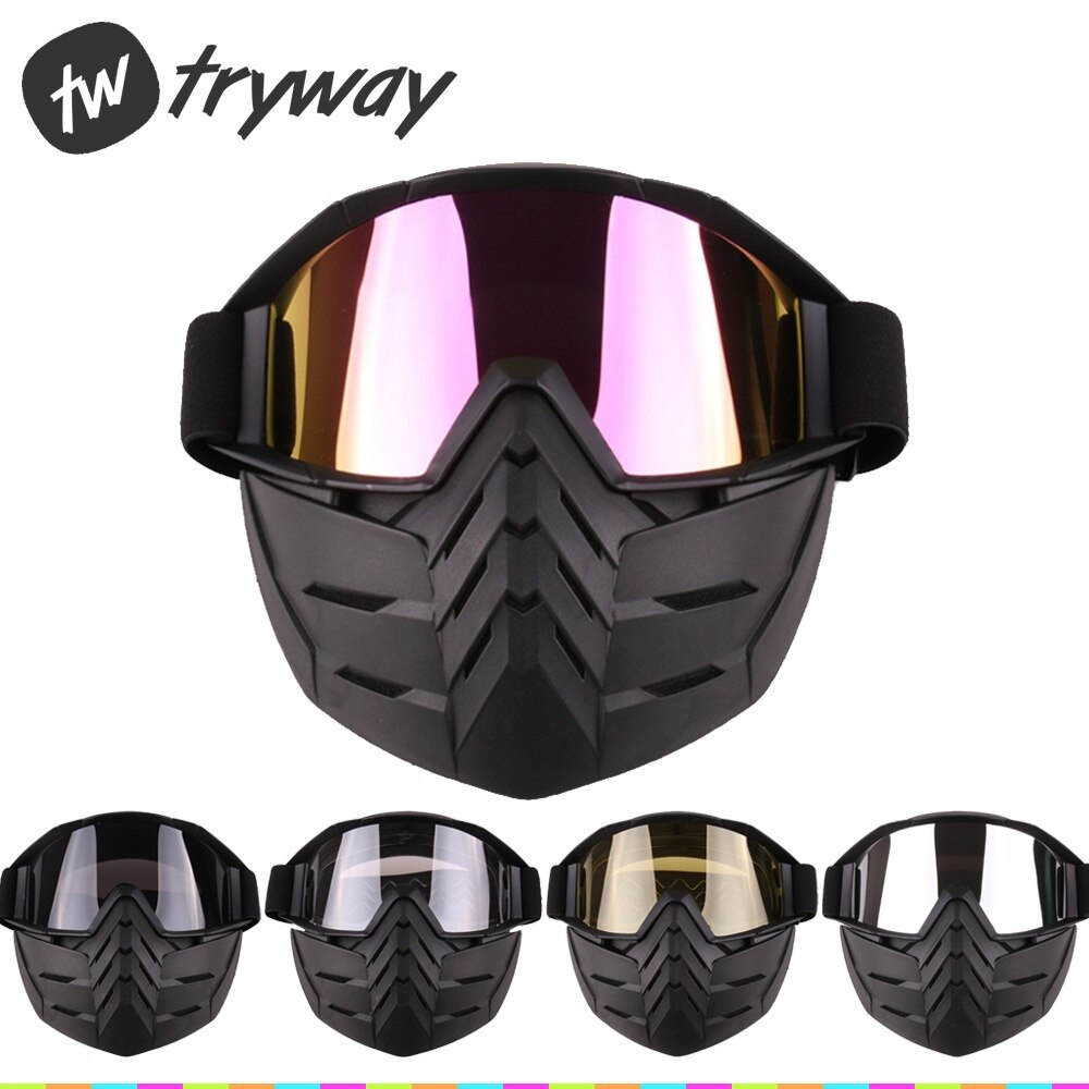 Herorider óculos de proteção motocross máscara poeira da bicicleta gafas com destacável máscara cs vintage motocicleta tubarão capacete óculos